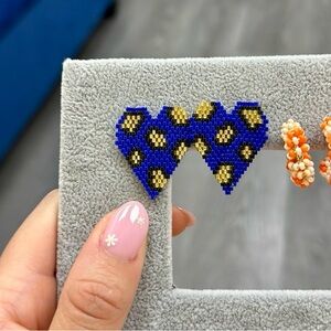 Blue heart shape studs miyuki valentine earrings ear studs daily for daily wear